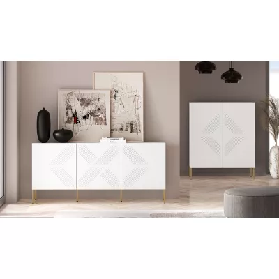 Třídveřová komoda ADELE 2 - bílá / zlatá