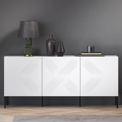 Třídveřová komoda ADELE 2 - bílá / černá