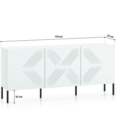 Třídveřová komoda ADELE 2 - bílá / černá