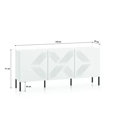 Třídveřová komoda ADELE 2 - bílá / černá