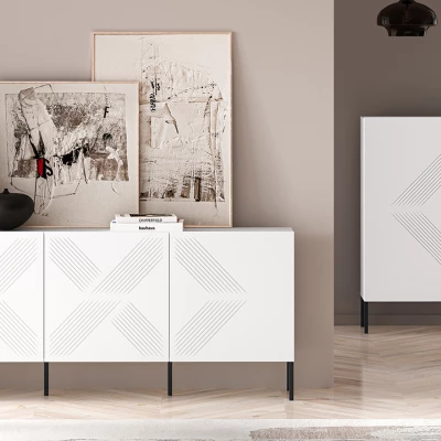 Třídveřová komoda ADELE 2 - bílá / černá