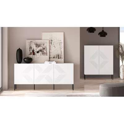 Třídveřová komoda ADELE 2 - bílá / černá