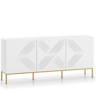Třídveřová komoda ADELE 3 - bílá / zlatá