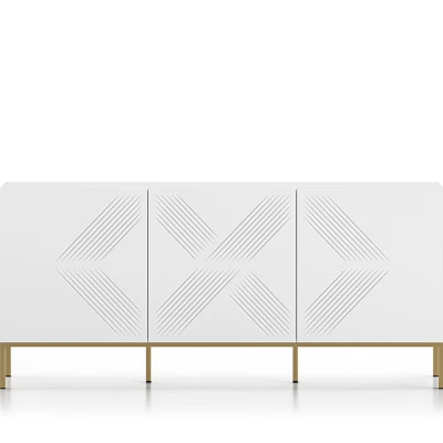 Třídveřová komoda ADELE 3 - bílá / zlatá