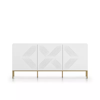 Třídveřová komoda ADELE 3 - bílá / zlatá