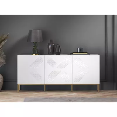Třídveřová komoda ADELE 3 - bílá / zlatá