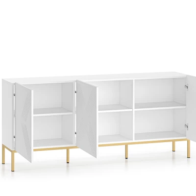 Třídveřová komoda ADELE 3 - bílá / zlatá