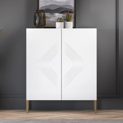 Komoda s dvířky ADELE 2 - bílá / zlatá