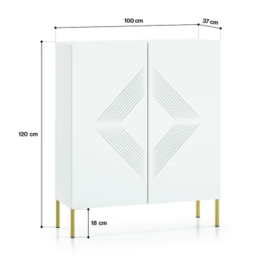 Komoda s dvířky ADELE 2 - bílá / zlatá