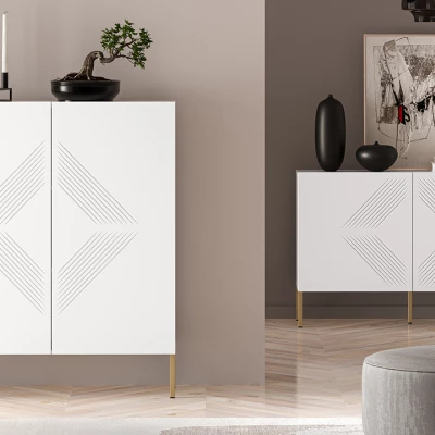 Komoda s dvířky ADELE 2 - bílá / zlatá