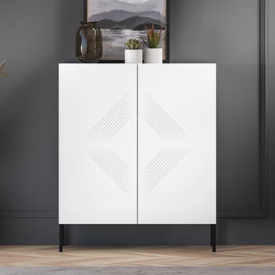 Komoda s dvířky ADELE 2 - bílá / černá