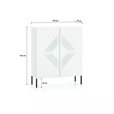 Komoda s dvířky ADELE 2 - bílá / černá