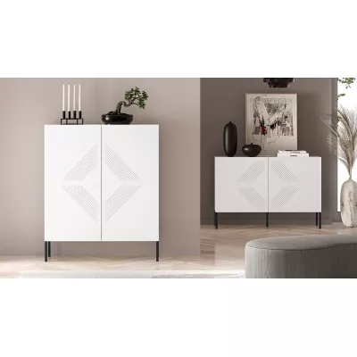 Komoda s dvířky ADELE 2 - bílá / černá