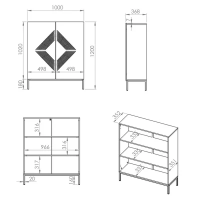Komoda s dvířky ADELE 2 - bílá / černá