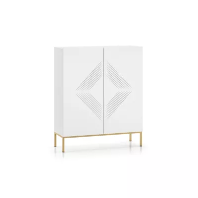 Komoda s dvířky ADELE 3 - bílá / zlatá