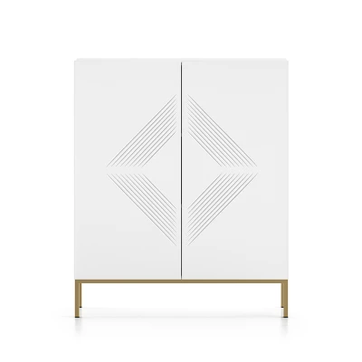 Komoda s dvířky ADELE 3 - bílá / zlatá