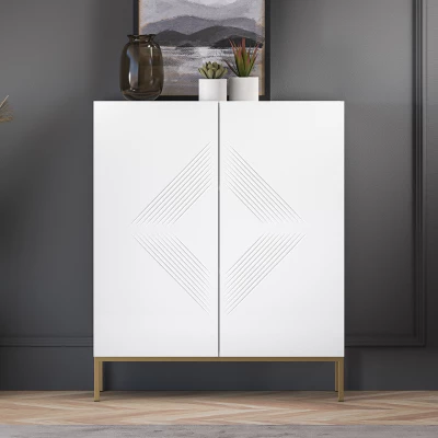Komoda s dvířky ADELE 3 - bílá / zlatá