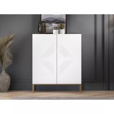 Komoda s dvířky ADELE 3 - bílá / zlatá