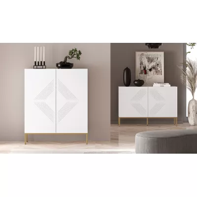 Komoda s dvířky ADELE 3 - bílá / zlatá