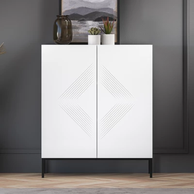 Komoda s dvířky ADELE 3 - bílá / černá