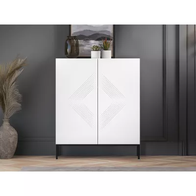 Komoda s dvířky ADELE 3 - bílá / černá