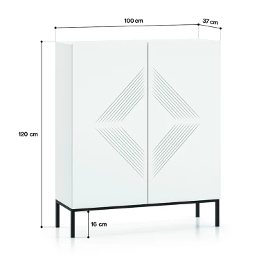 Komoda s dvířky ADELE 3 - bílá / černá