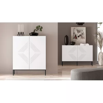 Komoda s dvířky ADELE 3 - bílá / černá