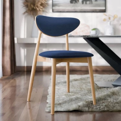 Čalouněná židle do jídelny CIBOLO 4 - buk / tmavá modrá
