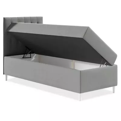 Boxspringová jednolůžková postel 80x200 PORFIRO 1 - bílá ekokůže / černá, levé provedení + topper ZDARMA