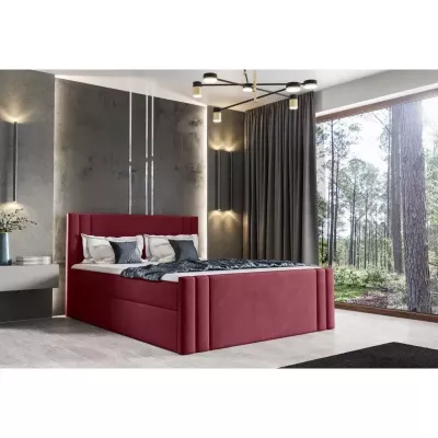 Boxspringová postel CELESTA - 180x200, červená + topper ZDARMA