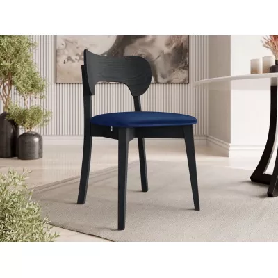 Čalouněná jídelní židle CIBOLO 3 - černá / tmavá modrá