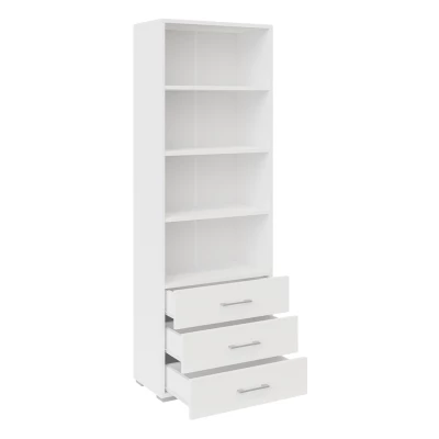 Úzká knihovna se šuplíky BOERNE - bílá