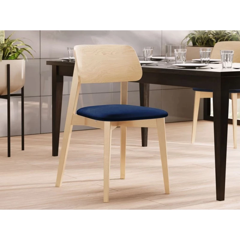 Čalouněná židle do kuchyně CIBOLO 1 - buk / tmavá modrá