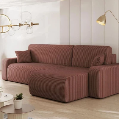 Rohová sedačka na každodenní spaní CLEBURNE - indická růžová