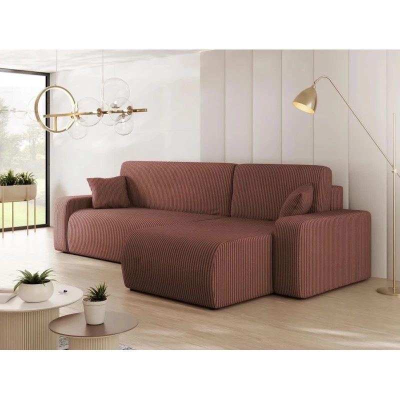 Rohová sedačka na každodenní spaní CLEBURNE - indická růžová