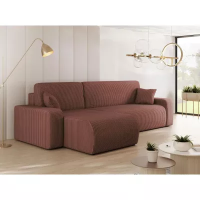 Rohová sedačka na každodenní spaní CLEBURNE - indická růžová