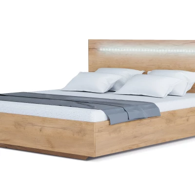 Manželská postel KAIA - 160x200, dub craft zlatý