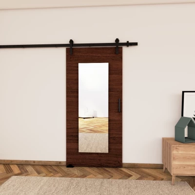 Posuvné dveře se zrcadlem BUSHLAND 9 - 106 cm, wenge