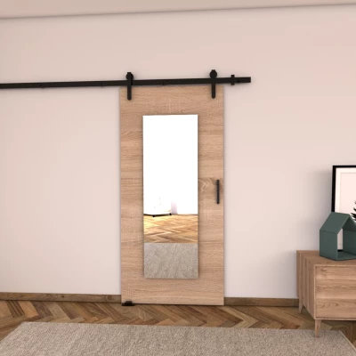 Posuvné dveře se zrcadlem BUSHLAND 9 - 106 cm, dub sonoma