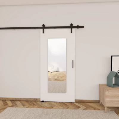 Posuvné dveře se zrcadlem BUSHLAND 9 - 106 cm, bílé