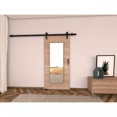 Posuvné dveře se zrcadlem BUSHLAND 9 - 86 cm, dub sonoma