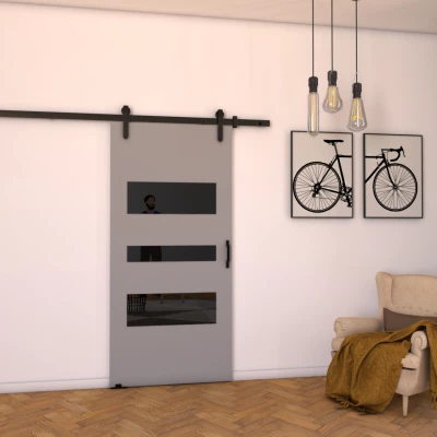 Interiérové dveře na stěnu BUSHLAND 3 - 106 cm, šedé