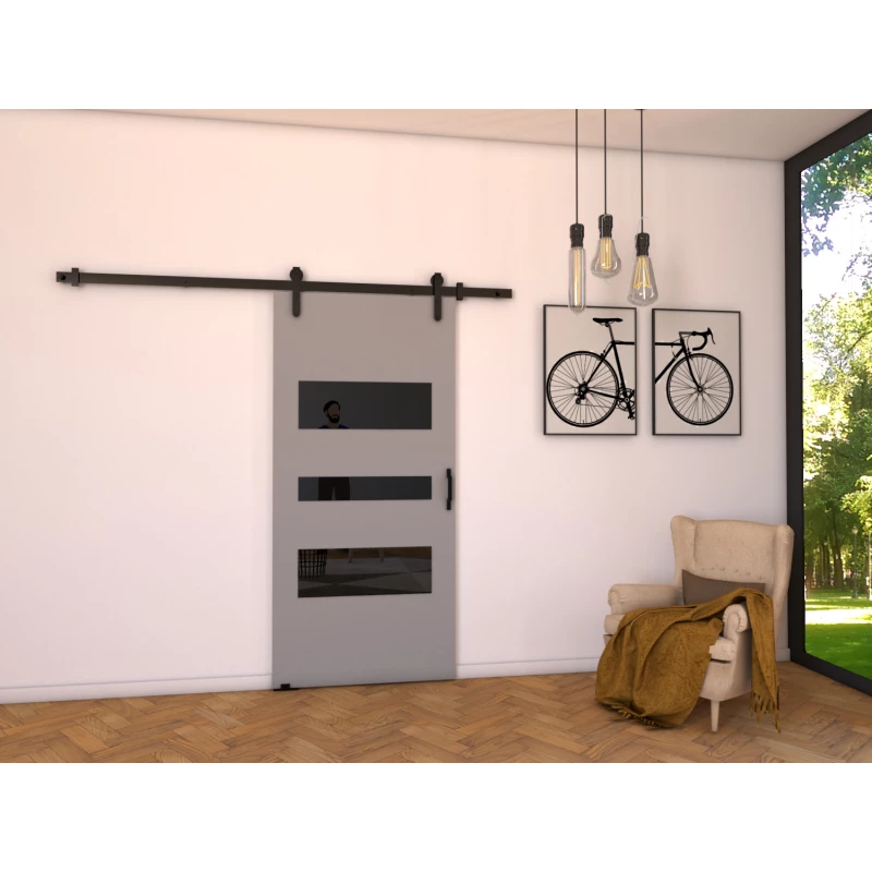 Interiérové dveře na stěnu BUSHLAND 3 - 96 cm, šedé