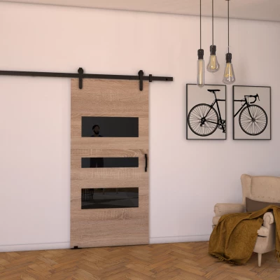 Interiérové dveře na stěnu BUSHLAND 3 - 76 cm, dub sonoma