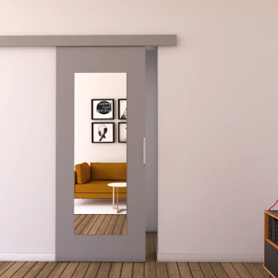 Posuvné dveře se zrcadlem BARRET 9 - 96 cm, šedé