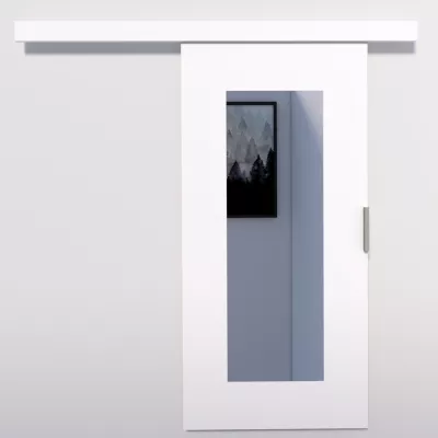 Posuvné dveře se zrcadlem BARRET 9 - 76 cm, bílé