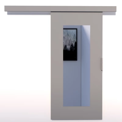 Posuvné dveře se zrcadlem BARRET 9 - 76 cm, šedé