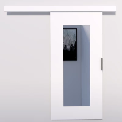 Posuvné dveře se zrcadlem BARRET 9 - 86 cm, bílé