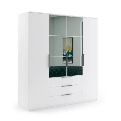 Šatní skříň 200 JANIKA se zrcadlem - bílá