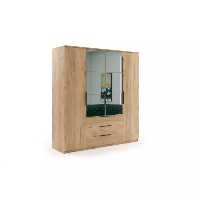 Šatní skříň 200 JANIKA se zrcadlem - dub craft zlatý